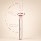 Eye massager seen from a three-quarter rear angle