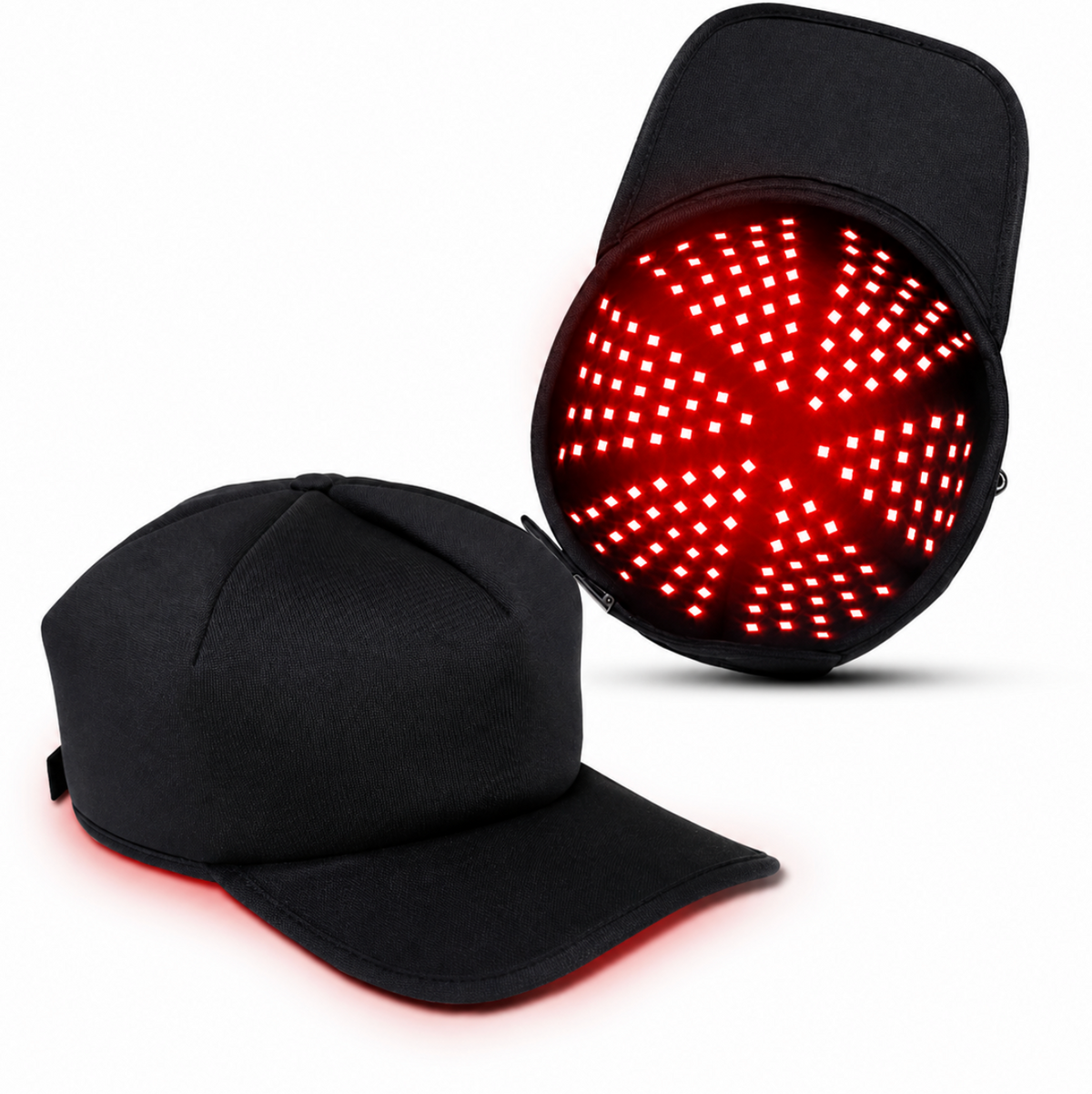 The GLOWMASK Cap shown from the outside and lit from the inside