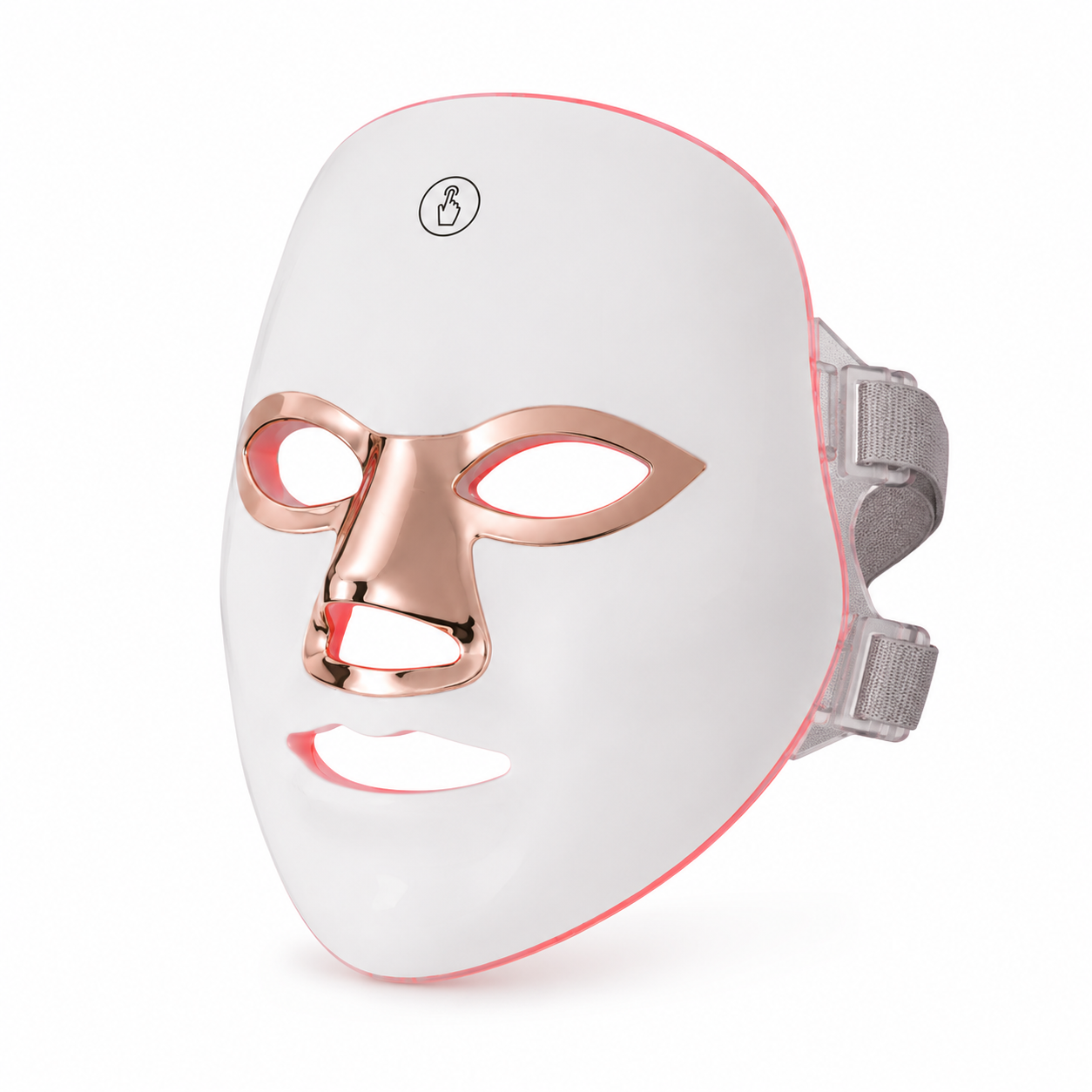 LUMEN 7-color LED mask — white and rose gold finish, touch control