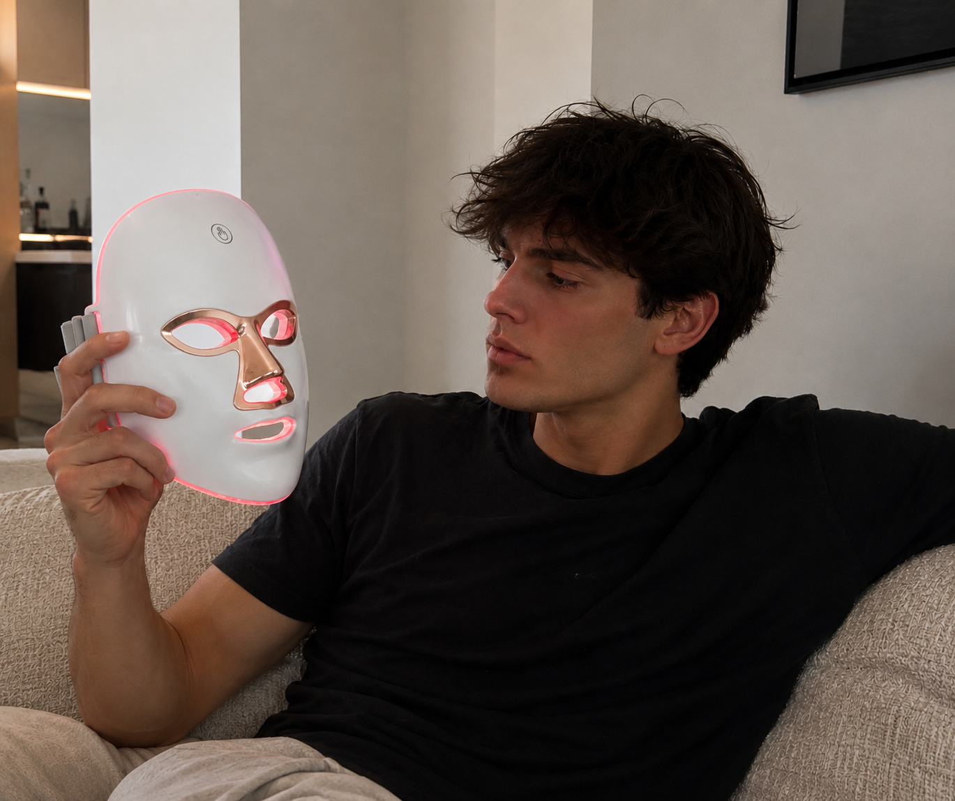 LUMEN mask during an at-home skincare session